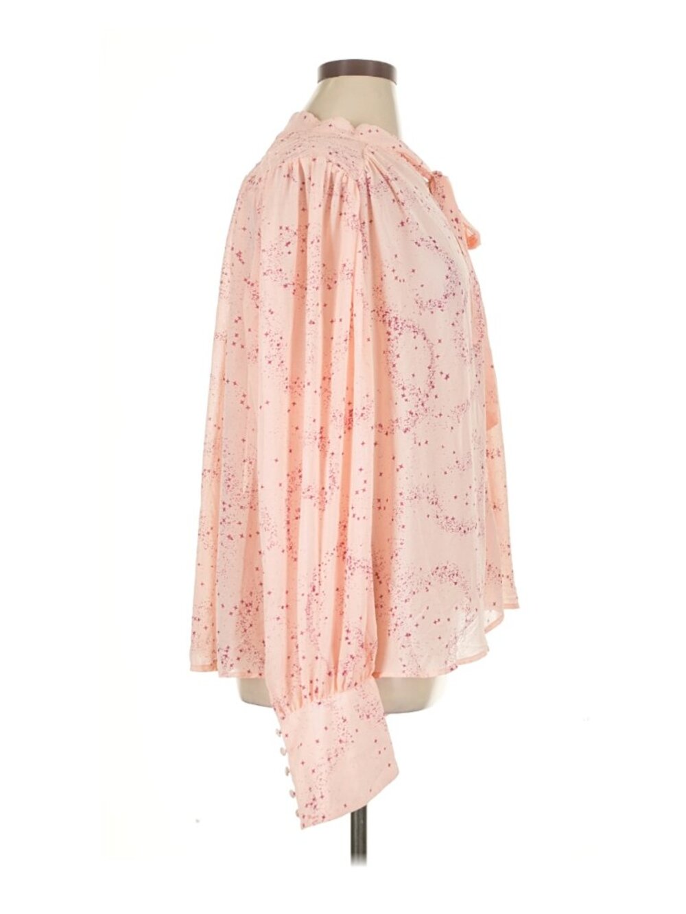 Free People Women's "Stars Align" Printed Tie-Neck Top in Peach - Size XL - Picture 8 of 13